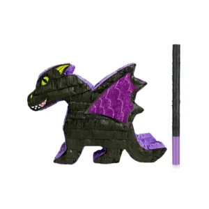 Piñata Draak met Stok zwart/violet 33 cm